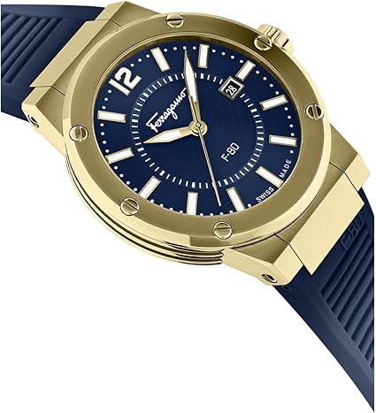 Salvatore Ferragamo F-80 Classic Blue Dial Blue Rubber Strap Watch for Men - SFHY02822
