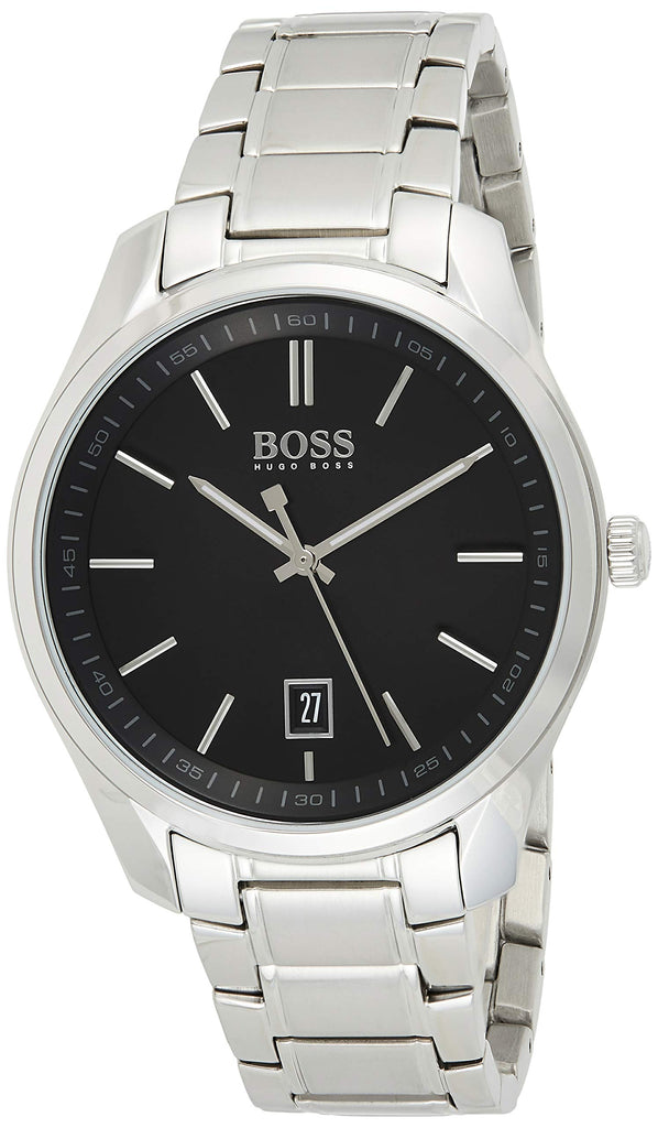 Hugo Boss Governer Black Dial Silver Steel Strap Watch for Men - 1513488
