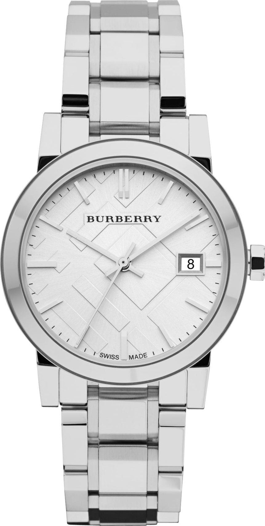 Burberry The City White Dial Silver Steel Strap Watch for 