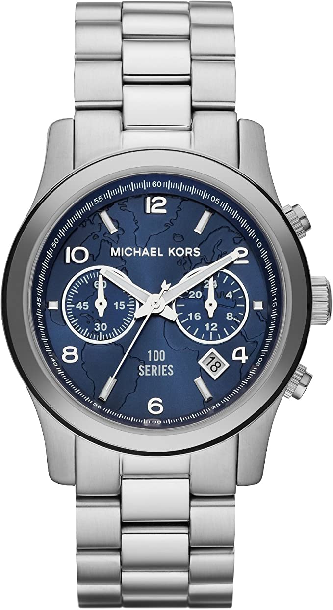 Michael Kors Hunger Stop 100 Series Navy Blue Dial Silver 