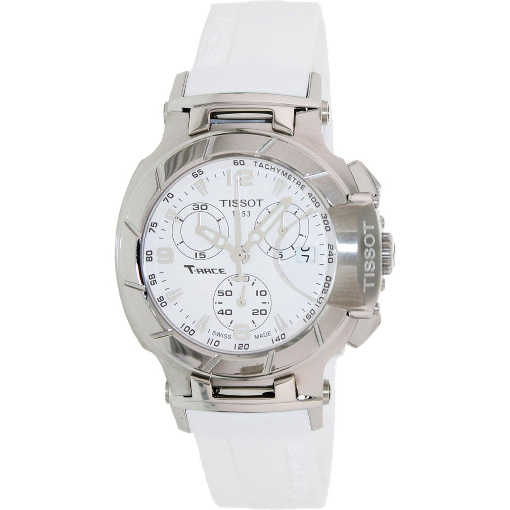 Tissot T Race Lady Chronograph White Dial White Rubber Strap Watch for Women - T048.217.17.017.00