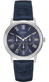 Guess Wafer Chronograph Quartz Blue Dial Blue Leather Strap Watch For Men - W0496G3