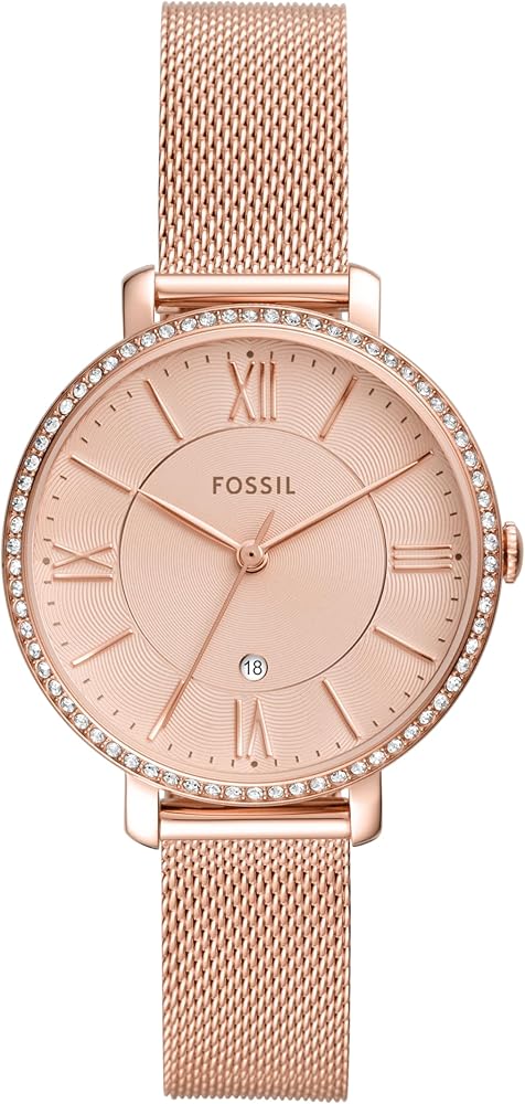 Women\'s Rose Gold Jacqueline Quartz Stainless Steel Three Hand Bracelet Watch Fossil Jacqueline Three-Hand White Dial Rose Gold Mesh  main image 3