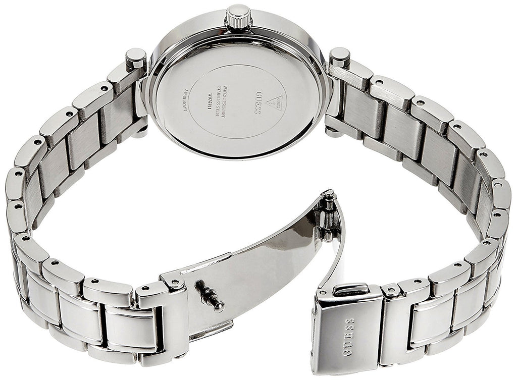 Guess Park Ave White Dial Silver Steel Strap Watch for Women - W0767L1