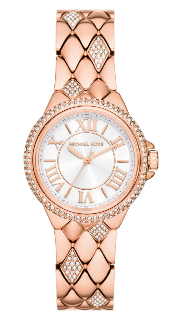 Michael Kors Camille Analog Silver Dial Rose Gold Steel Strap Watch for Women - MK4810
