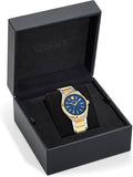 Versace V-Auria Quartz Blue Dial Two Tone Steel Strap Watch for Men - VE0F00325