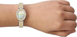 Tory Burch Oval Crystals Mother of Pearl Dial Two Tone Steel Strap Watch for Women - YBW6037