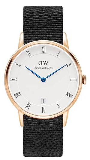 Daniel Wellington Dapper Cornwall White Dial Black Nylon Strap Watch For Men - DW00100261