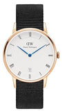 Daniel Wellington Dapper Cornwall White Dial Black Nylon Strap Watch For Men - DW00100261