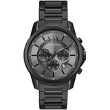 Armani Exchange Chronograph Black Dial Black Steel Strap Watch For Men - AX7140