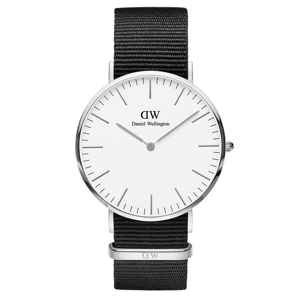 Daniel Wellington Classic Cornwall White Dial Black Nylon Strap Watch For Men - DW00100260