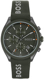 Hugo Boss Velocity Chronograph Green Dial Green Rubber Strap Watch For Men - 1514060