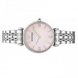 Emporio Armani Classic Gianni T Bar Crystals Pink Dial Silver Steel Strap Watch For Women - AR1781