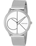 Calvin Klein Minimal White Dial Silver Mesh Bracelet Watch for Men - K3M5115X
