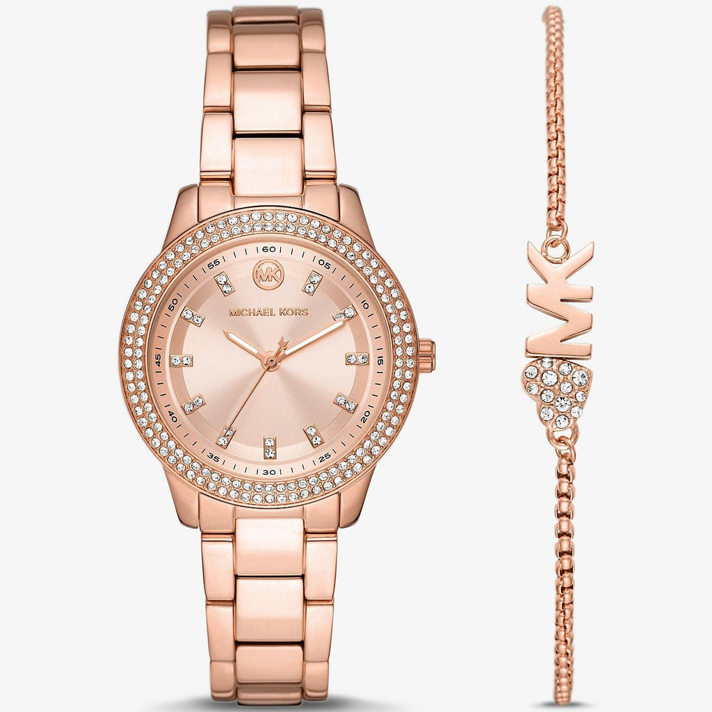 Michael Kors Tibby Pave Rose Gold Dial Rose Gold Steel Strap Watch for Women - MK1058