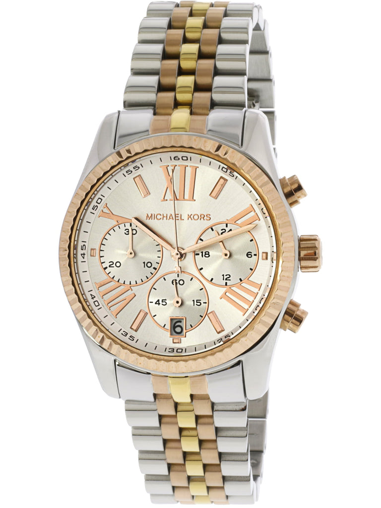 Michael Kors Lexington Chronograph Silver Dial Two Tone Steel Strap Watch for Women - MK5735