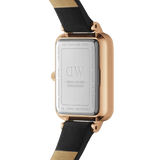 Daniel Wellington Quadro Black Dial Black Leather Strap Watch For Women  - DW00100449