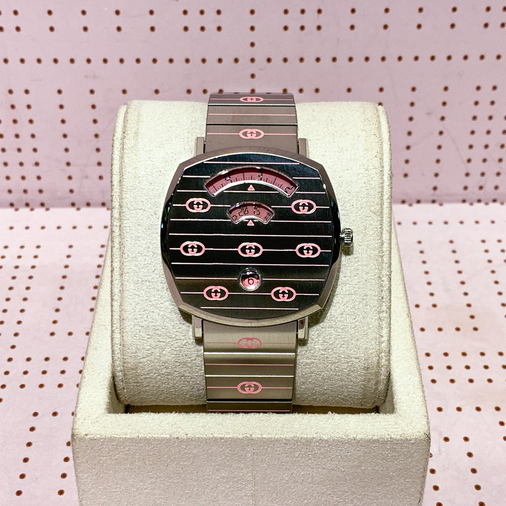 Gucci Grip Quartz Silver Dial Silver Steel Strap Watch For Women - YA157438