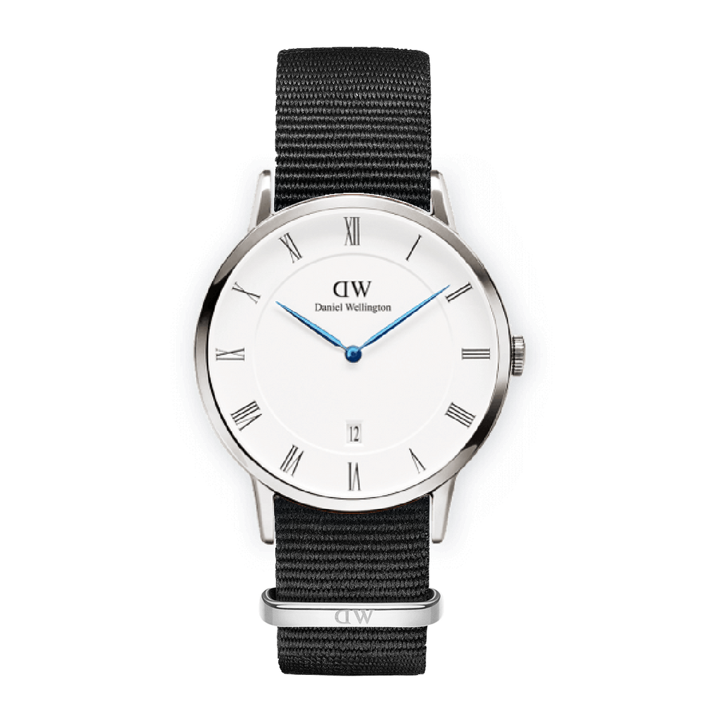 Daniel Wellington Dapper Cornwall White Dial Black Nylon Strap Watch for Women - DW00100264