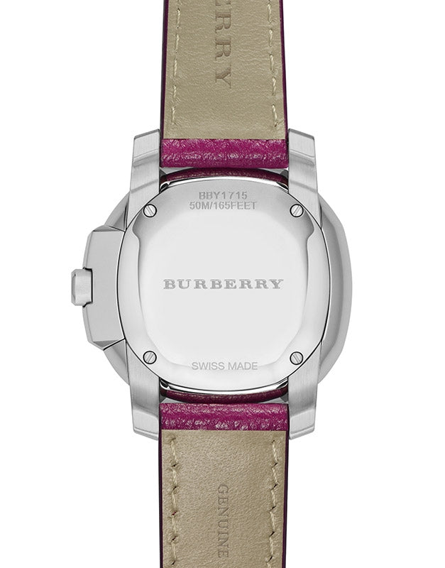 Burberry The Britain Pink Dial Pink Leather Strap Watch for Women - BBY1715