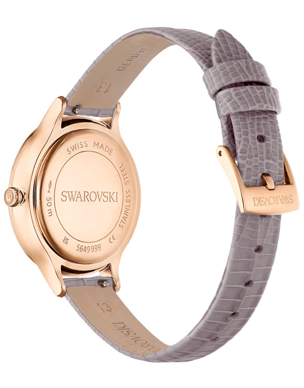 Swarovski Octea Nova Beige Dial Grey Leather Strap Watch for Women - 5649999