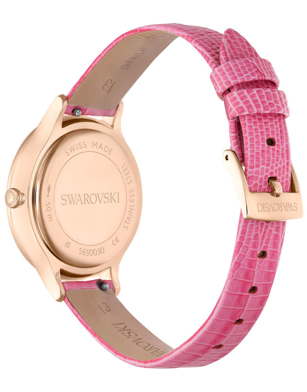 Swarovski Octea Nova Pink Dial Pink Leather Strap Watch for Women - 5650030