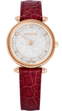 Swarovski Crystalline Wonder Silver Dial Red Leather Strap Watch for Women - 5656905