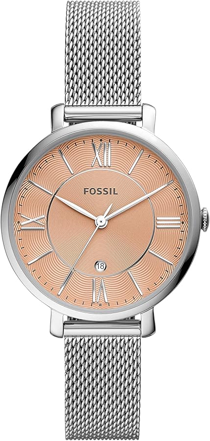 Fossil Jacqueline Three Hand Pink Dial Silver Mesh Strap  display picture 3