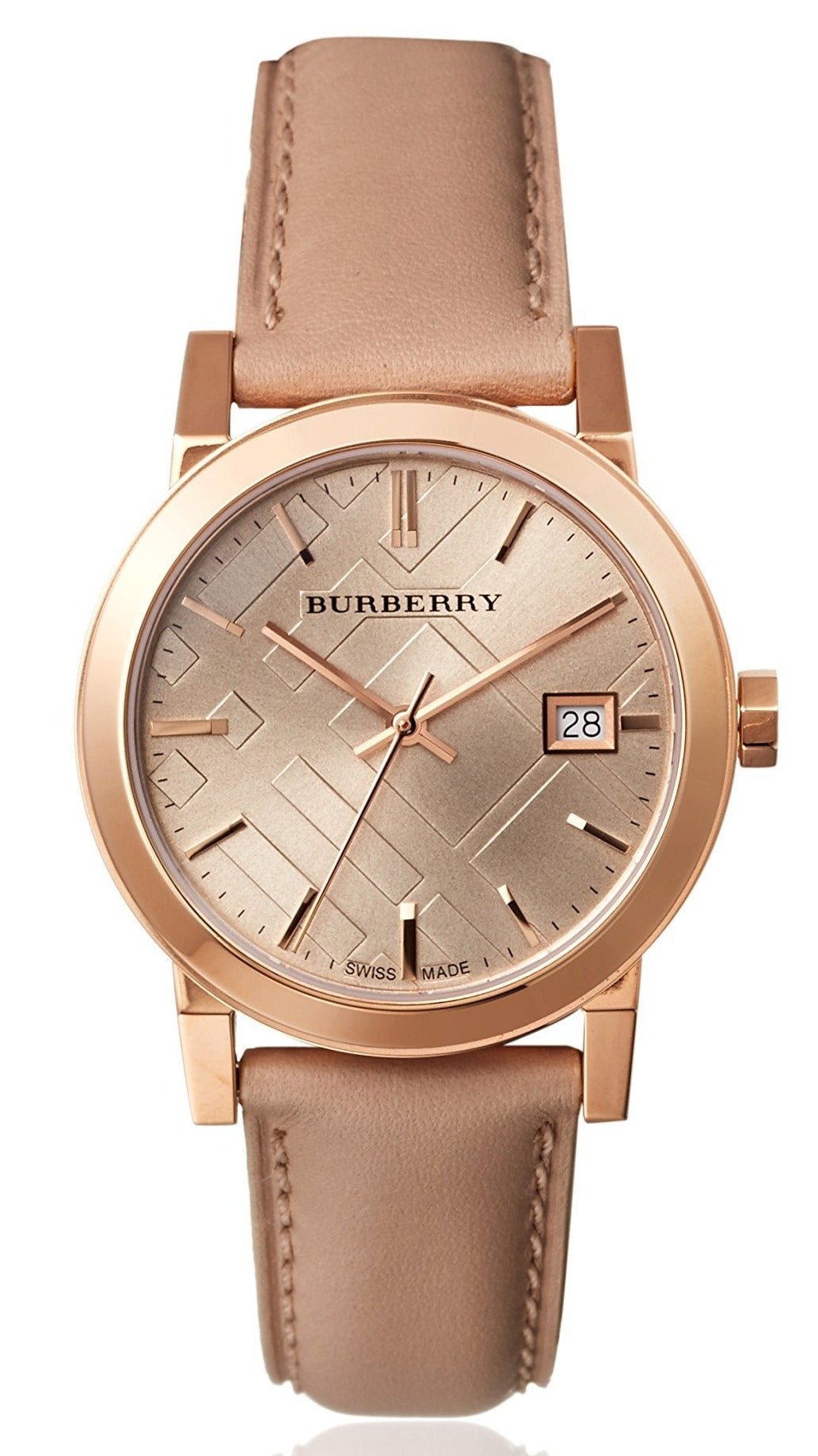 Burberry The City Beige Dial Beige Leather Strap Watch for Women - BU9