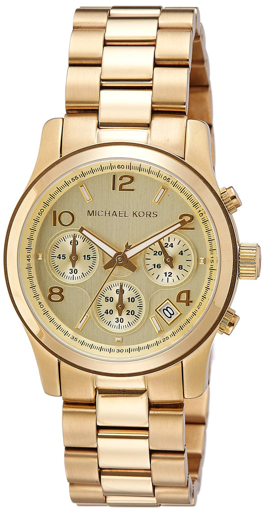 Michael Kors Runway Gold Dial Gold Stainless Steel Strap Watch for Women - MK5055