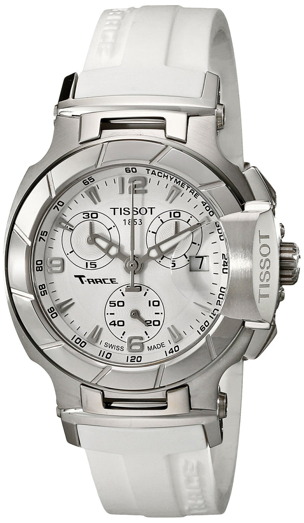 Tissot T Race Lady Chronograph White Dial White Rubber Strap Watch for Women - T048.217.17.017.00
