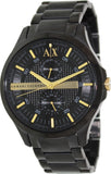 Armani Exchange Hampton Chronograph Black Dial Black Steel Strap Watch For Men - AX2121