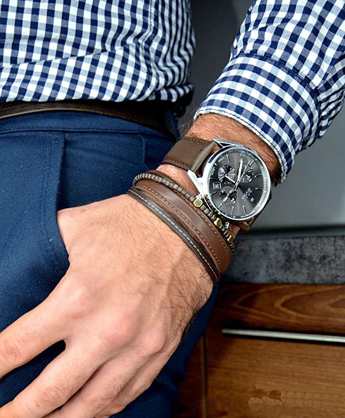 Hugo Boss Champion Grey Dial Brown Leather Strap Watch for Men - 1513815