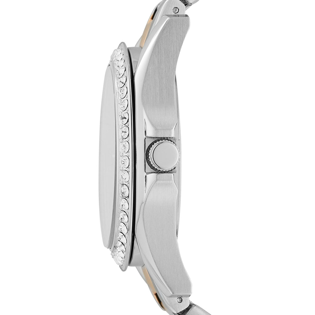 Fossil Riley Multifunction Rose Gold Dial Two Tone Steel Strap Watch for Women - ES4145