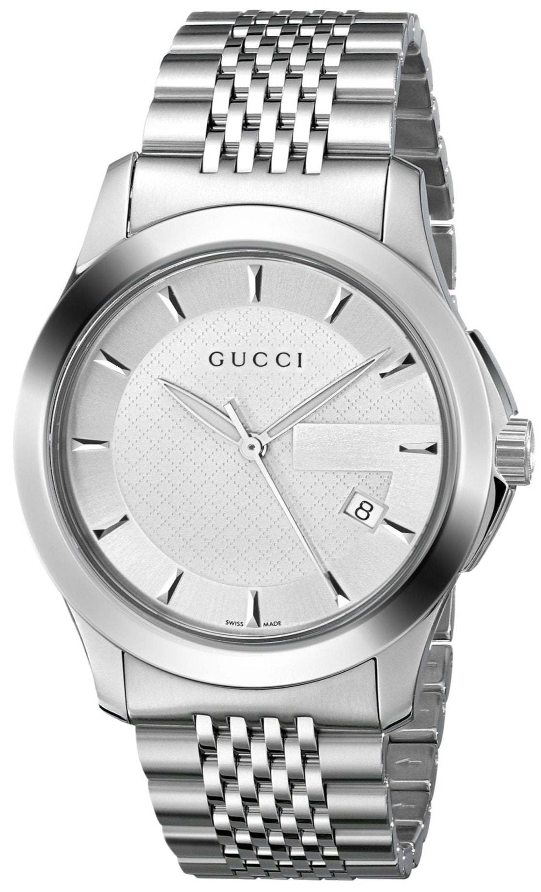 Gucci G Timeless Silver Dial Silver Steel Strap Watch For Men - YA1264