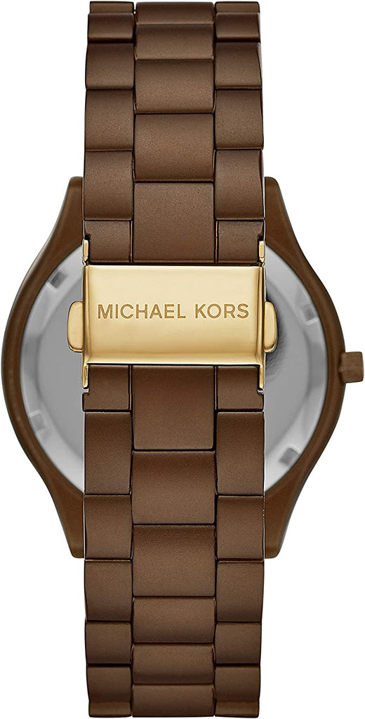 Michael Kors Slim Runway Brown Dial Brown Steel Strap Watch For Women - MK4508