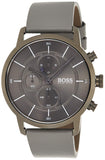 Hugo Boss Architectural Grey Dial Grey Leather Strap Watch for Men - 1513570