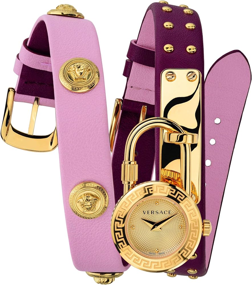 Versace Pink Dial Pink Leather Strap Women\'s Watch with Gold Medusa Accent Versace Medusa Icon Ladies Watch-VEZ200621 | eBay main image 3