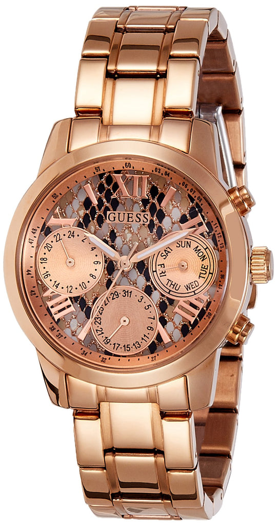 Guess Mini Sunrise Quartz Rose Gold Dial Rose Gold Steel Strap Watch For Women - W0448L9