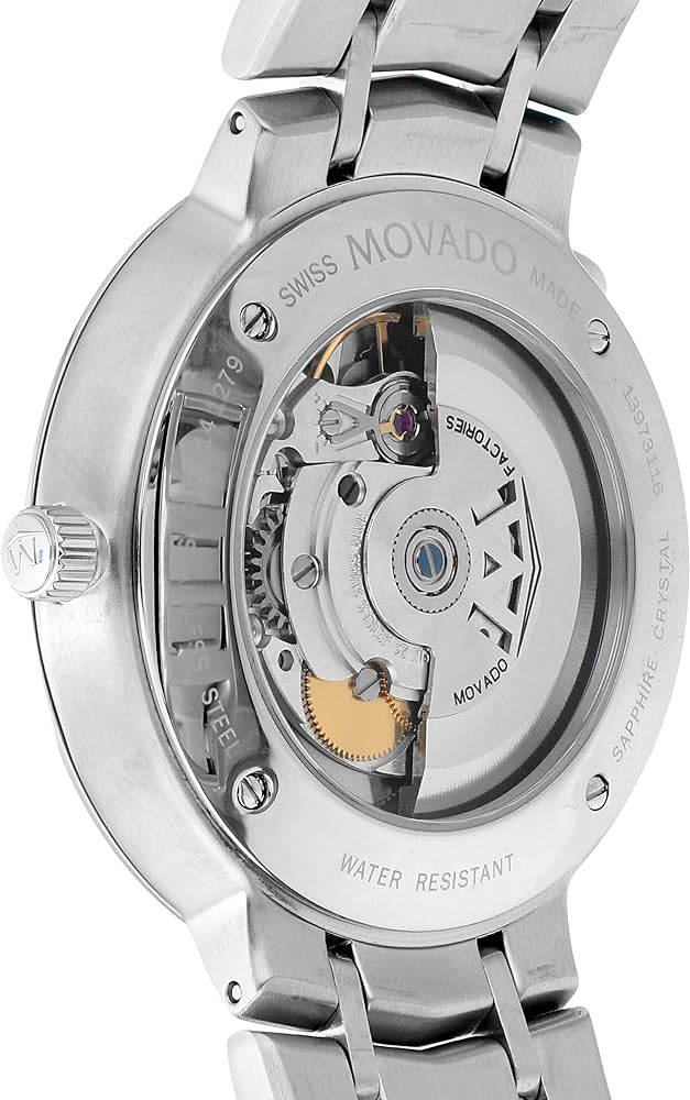 Movado 1881 Automatic Black Dial Silver Steel Strap Watch for Men - 606914