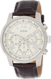 Guess Horizon Chronograph White Dial Brown Leather Strap Watch For Men - W0380G2