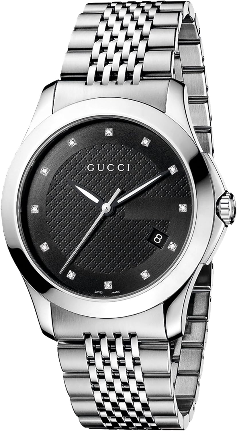 Gucci G Timeless Diamonds Black Dial Silver Steel Strap  display picture 1