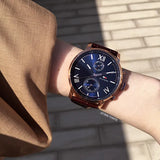 Tommy Hilfiger Aiden Quartz Blue Dial Brown Leather Strap Watch for Men - 1791308