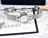 Gucci Diamantissima Diamonds Mother of Pearl Dial Silver Mesh Bracelet Watch for Women - YA141512