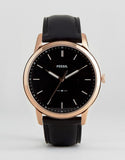 Fossil The Minimalist Black Dial Black Leather Strap Watch for Men - FS5376