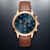 Daniel Wellington Iconic Chronograph Blue Dial Brown Leather Strap Watch For Men - DW00100639