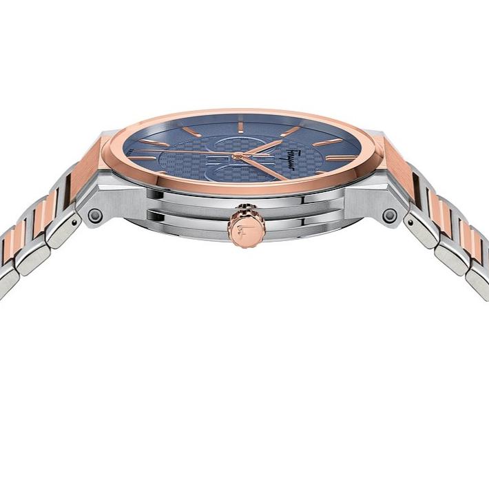 Salvatore Ferragamo Sapphire Blue Dial Two Tone Steel Strap Watch for Men - SFHP007-20