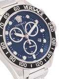 Versace Greca Dome Chronograph Blue Dial Silver Steel Strap Watch for Men - VE6K00323