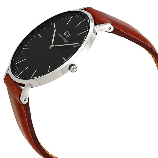 Daniel Wellington Classic St Mawes Black Dial Brown Leather Strap Watch For Men - DW00100130