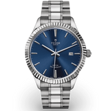 Tudor Style Automatic Blue Dial Silver Steel Strap Watch for Men - M12710-0013